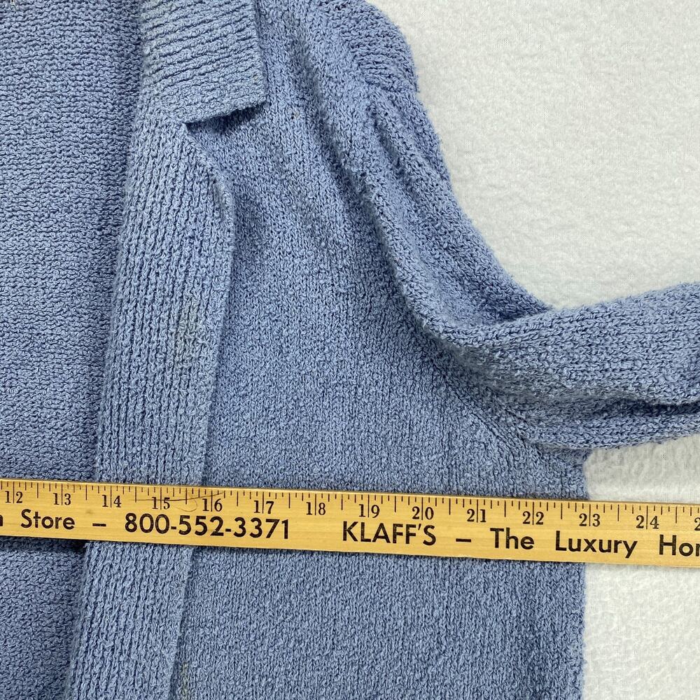 EILEEN FISHER Sweater L Organic Cotton Cardigan Blazer Open Front Pockets Blue - Picture 7 of 14
